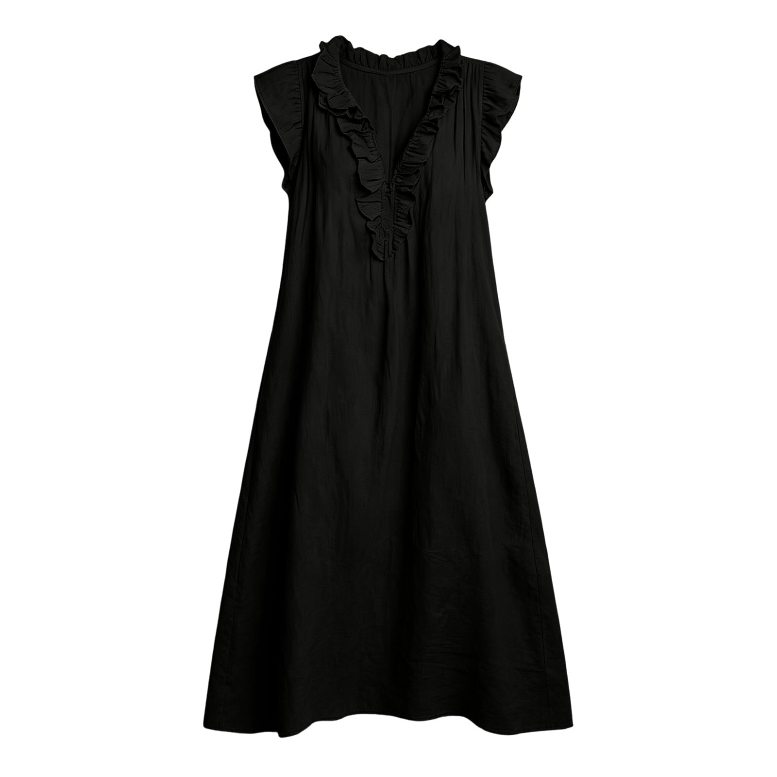 ✨⏰2026 Summer Solid Color Elegant Temperament Flying Sleeve Dress