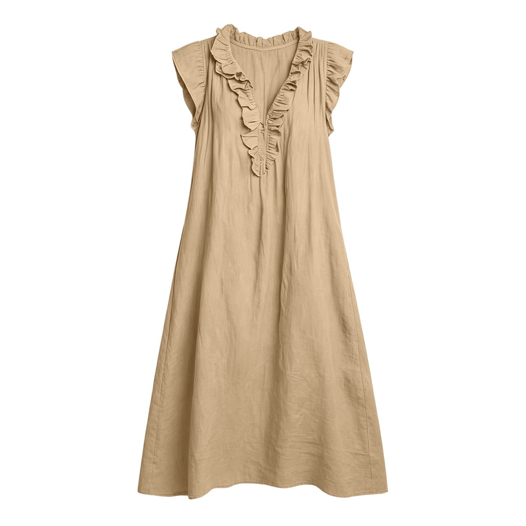 ✨⏰2026 Summer Solid Color Elegant Temperament Flying Sleeve Dress