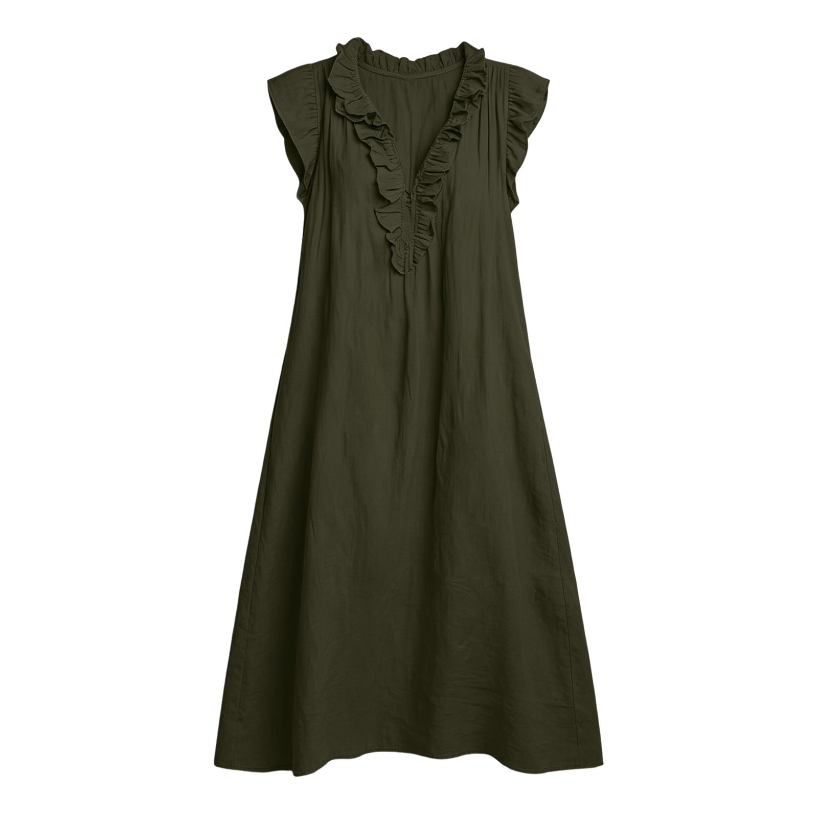 ✨⏰2026 Summer Solid Color Elegant Temperament Flying Sleeve Dress