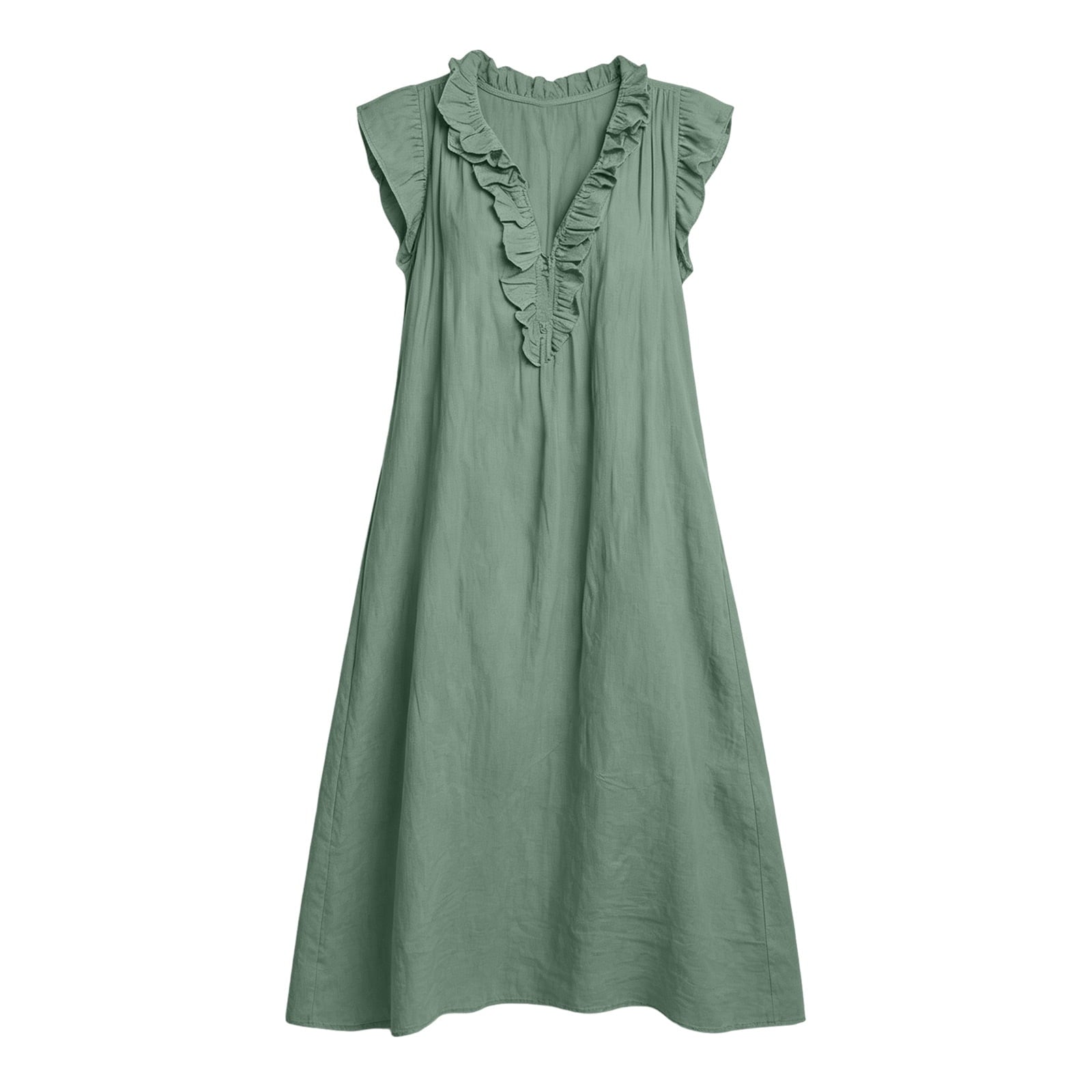 ✨⏰2026 Summer Solid Color Elegant Temperament Flying Sleeve Dress