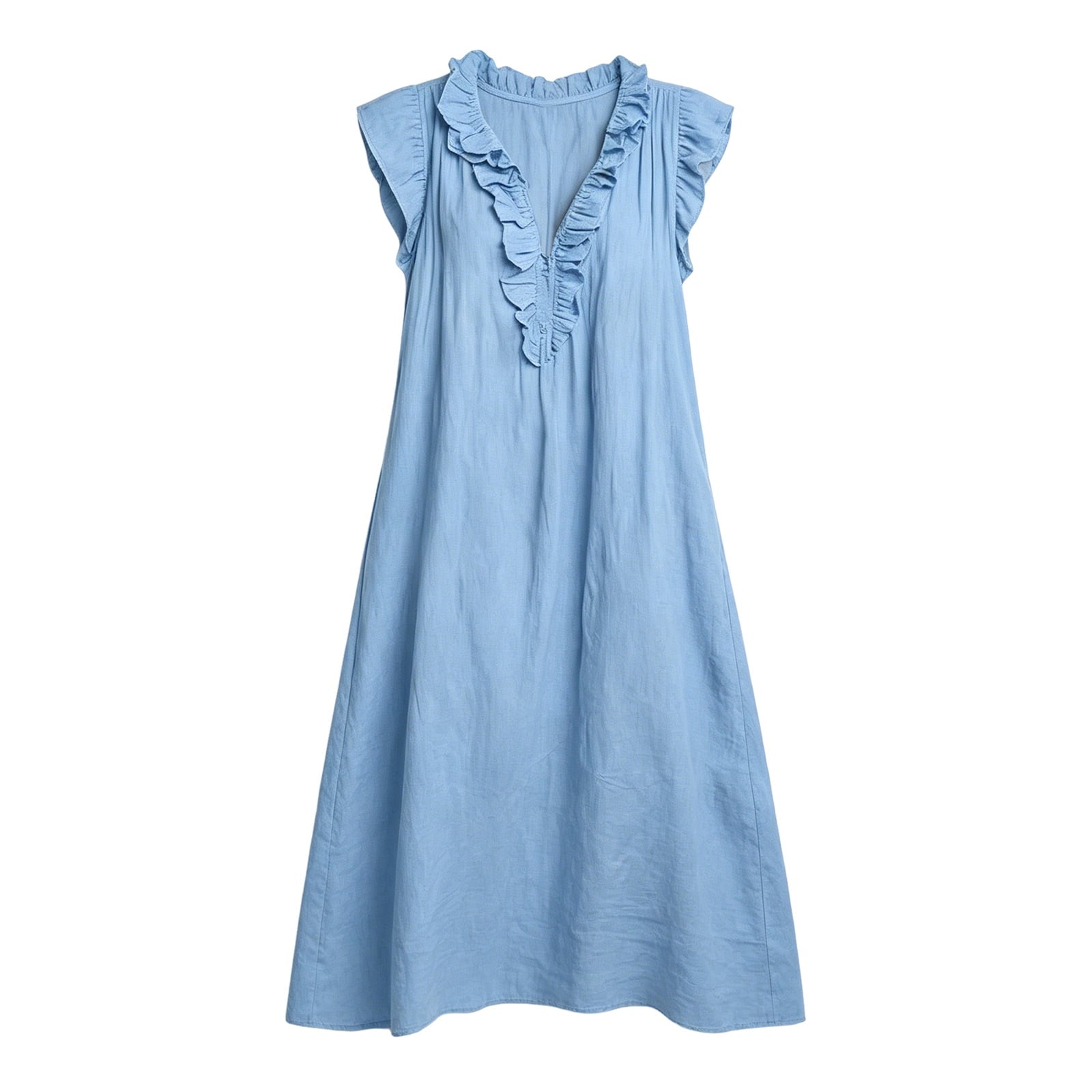 ✨⏰2026 Summer Solid Color Elegant Temperament Flying Sleeve Dress
