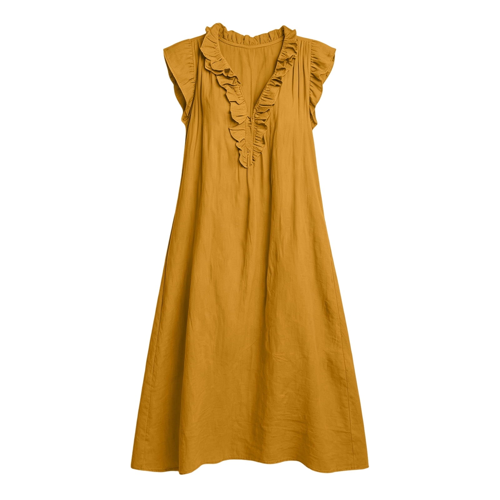 ✨⏰2026 Summer Solid Color Elegant Temperament Flying Sleeve Dress