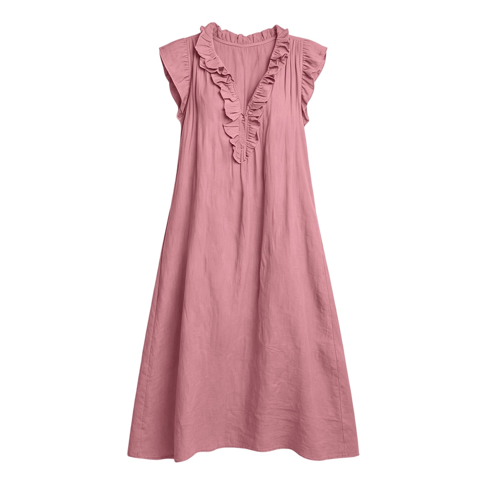 ✨⏰2026 Summer Solid Color Elegant Temperament Flying Sleeve Dress